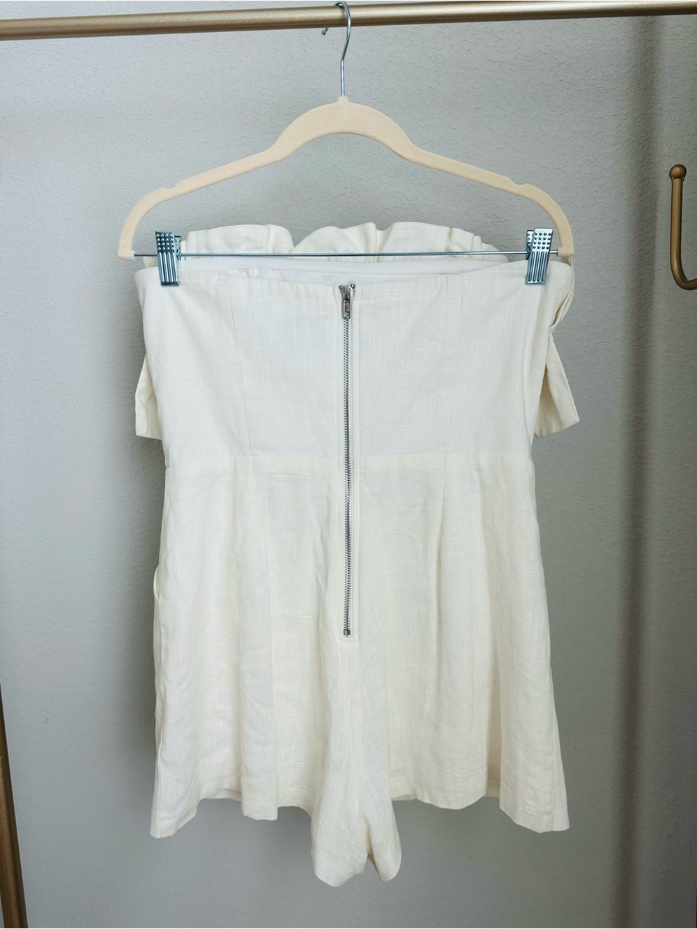 Princess Polly Cream Strapless Ruffle Romper - Picture 3 of 7